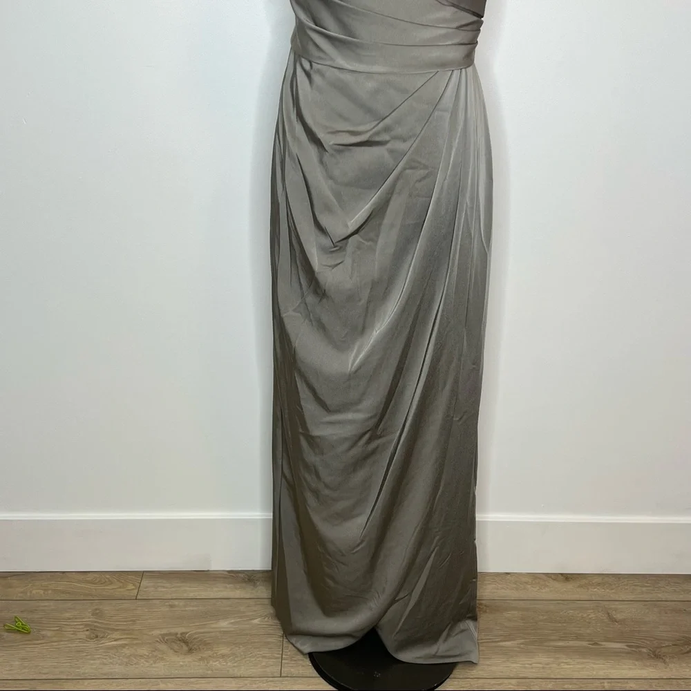 La Femme dress 25206 Pewter surplice off the shoulder column Gown 12 - Picture 5 of 9